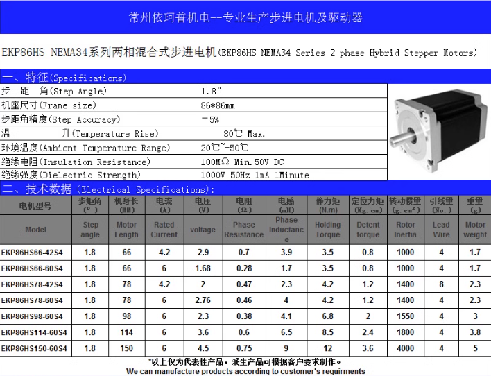 động cơ bước 2 pha EKP86HS66-60S4 12 động cơ bước 2 pha