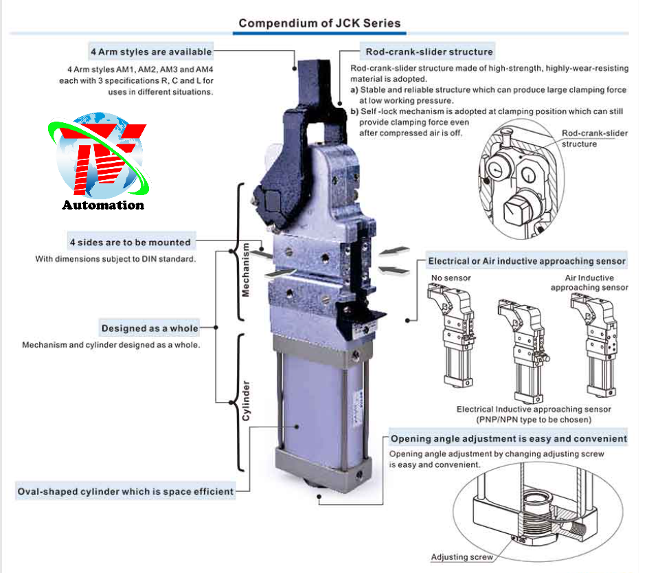 Xi lanh kẹp Airtac JCK 8 Xi lanh kẹp Airtac JCK