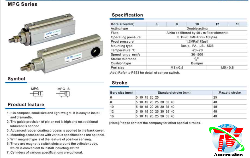 Xi lanh Airtac MPG 9 Xi lanh Airtac MPG