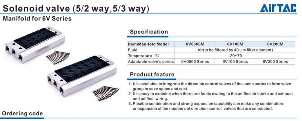 Đế van Airtac 6V 9 Đế van Airtac 6V