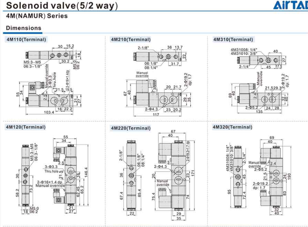 Van điện từ Airtac 4M 24 Van điện từ Airtac 4M